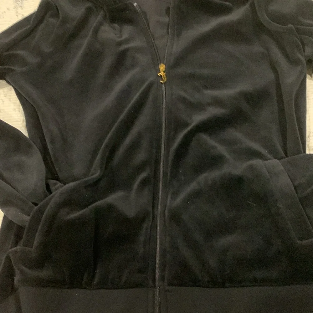 Juicy Couture Zip Front hoodie NWOT Size Large Gold sparkle Crystal Studs Black - Picture 8 of 9